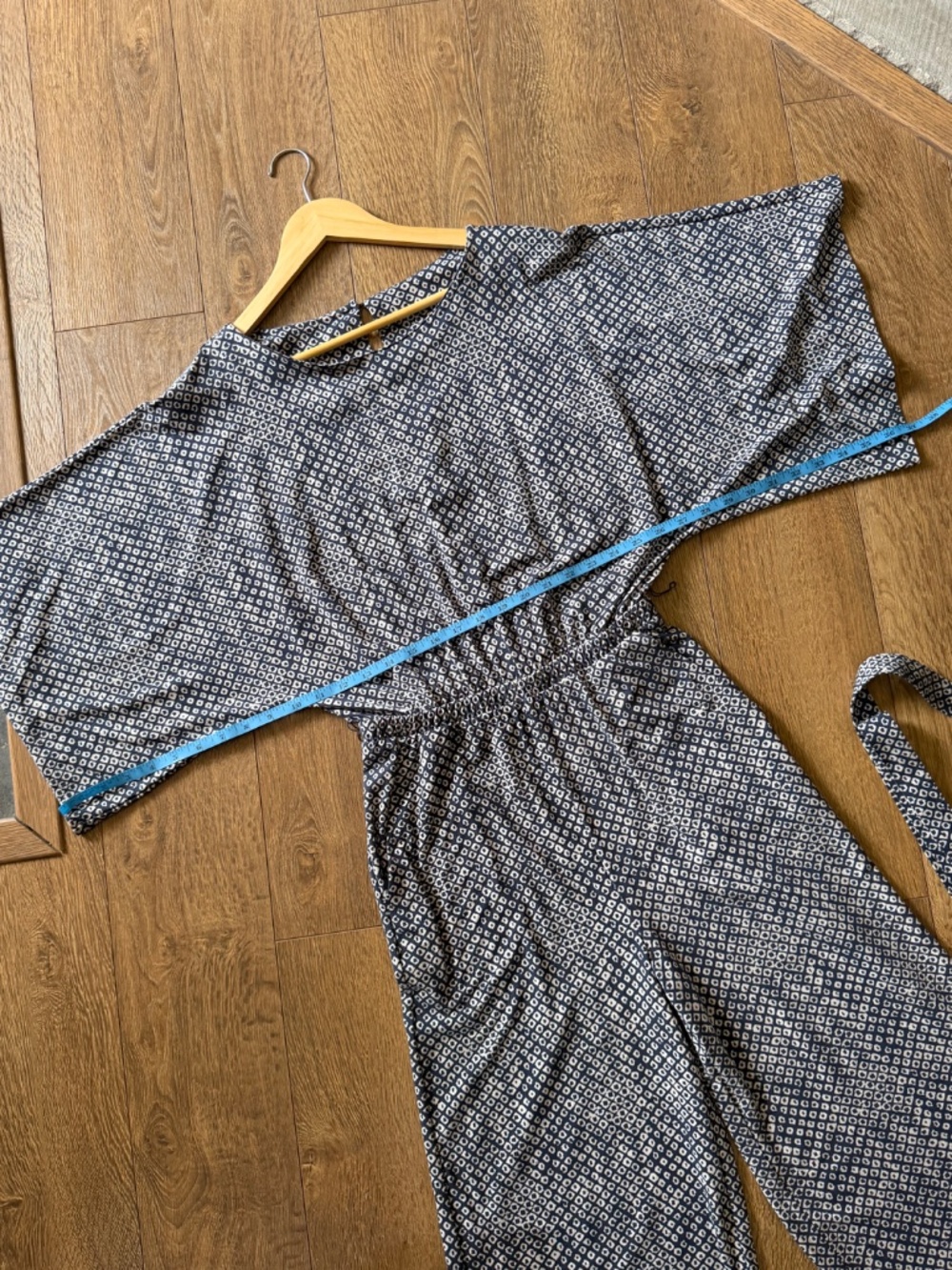 NEW Garnet Hill Prato Knit Jumpsuit Boat Neck Navy Kimono Sleeve Belt Stretch - Picture 8 of 16